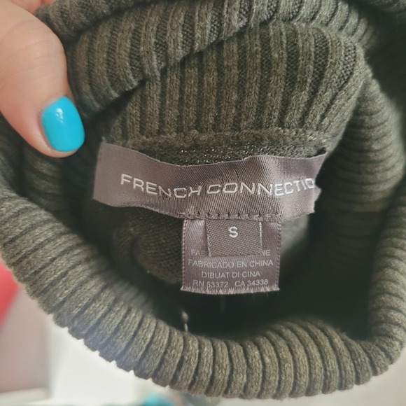 French Connection Tunic Sweater Green Turtleneck Long Sleeve Small Oversized EUC - Picture 4 of 5